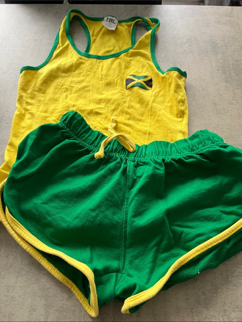 Yellow & Green Tank Top and Shorts Set